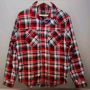 Mens Volcom Workwear Red White Blue Flannel Large